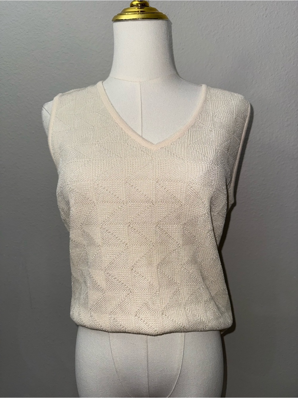 Vintage St. John Yellow Label Cream Knit Top & Sweater 2 Piece SET Knit in USA S - Picture 6 of 10